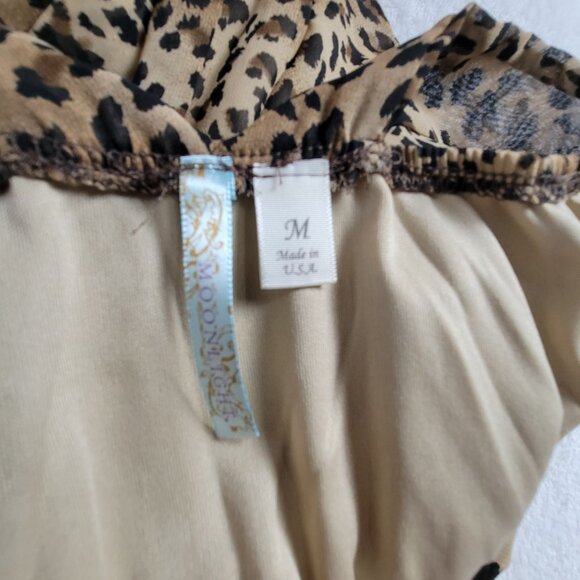 Moonlight Leopard Print Sleeveless Dress Medium brown Elastic Waist Lined Casual - Picture 3 of 11